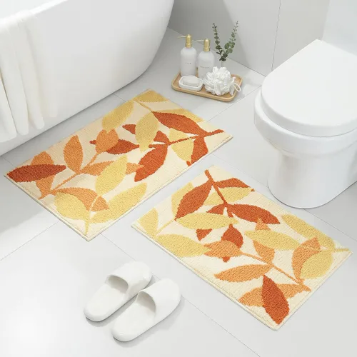 Vista 19 de Gibelle Alfombra de baño azul, antideslizante, fuerte y absorbente de agua, tapete de baño de microfibra de felpa, lavable a máquina, tapete