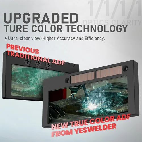 Vista 4 de YESWELDER Shade 8-13 2x4 Lente de soldadura de oscurecimiento automático, filtro de tecnología azul de color verdadero, lente de soldadura 2x4