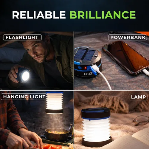 Vista 8 de Linterna Solar para Exteriores Kizen - Linterna Recargable Solar o por Enchufe - Luz LED Plegable para Apagones de Energía - Lámpara Esencial