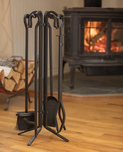 Vista 7 de UniFlame, F-11140 - Juego de herramientas para chimenea de hierro forjado, 5 piezas, color negro