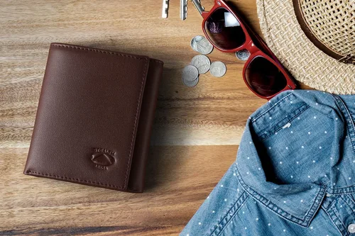 Vista 47 de Stealth Mode Cartera de cuero triple RFID para hombres con soporte de identificación abatible (negro)