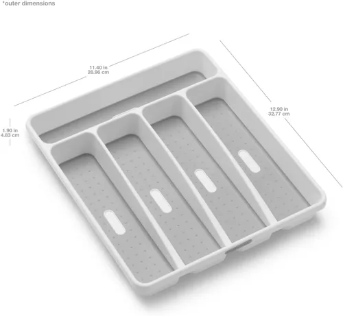 Vista 6 de madesmart Bandeja de cubiertos clásica antimicrobiana de alta calidad, agarre suave, cajón de cocina antideslizante, 5 compartimentos, organización