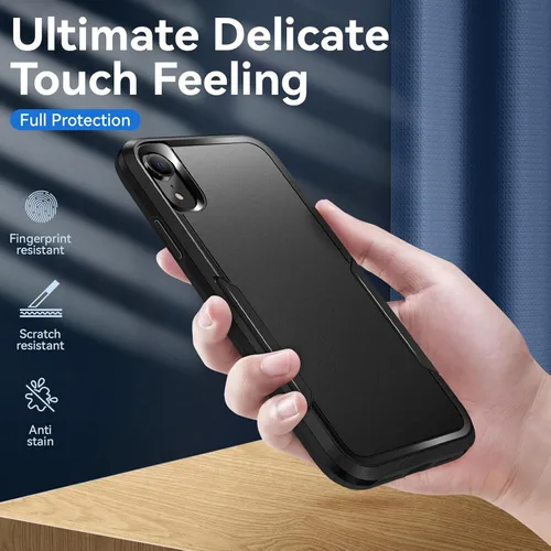 Vista 4 de Funda para iPhone XR con protección de pantalla: resistente a prueba de golpes y arañazos Funda para iPhone XR-Negro