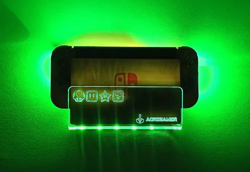 Vista 9 de ACRIGAMER Wall Mount for Nintendo Switch O NS OLED with RGB LED Kit Multi-Colour