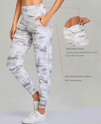 Vista 119 de Oalka - Pantalones deportivos para mujer, con cintura alta y bolsillos, para hacer deporte, yoga y entrenar