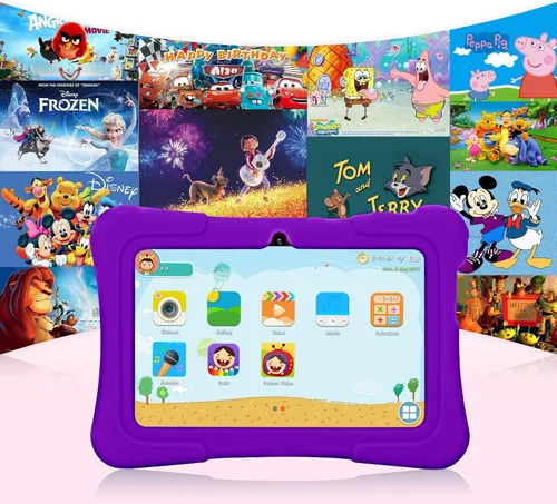 Vista 4 de PRITOM Tablet infantil de 7 pulgadas, Android de cuatro núcleos de almacenamiento de 10,32 GB, WiFi, Bluetooth, cámara dual, educación