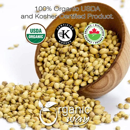 Vista 2 de Organic Way Cilantro entero prémium (Coriandrum sativum) – Añade sabor y aroma Certificado orgánico y Kosher Vegano, sin OMG y sin gluten