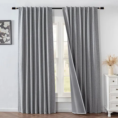Vista 18 de IGEMAEVE - Juego de 2 paneles de cortinas opacas negras de 72 pulgadas, cortinas oscuras para dormitorio de 72 pulgadas de largo, cortinas oscuras