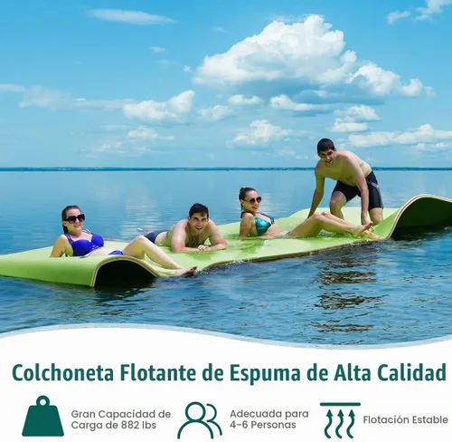 Vista 4 de GYMAX Floating Water Mat Verde