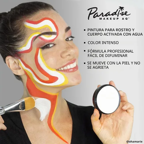 Vista 5 de Mehron Makeup Paradise AQ pintura facial y corporal, verde claro. Series pastel, 40 gramos