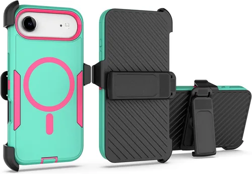 Vista 34 de Funda diseñada para iPhone 16 Pro, magnética, doble protección, resistente y duradera, compatible con MagSafe, clip trasero desmontable, a prueba