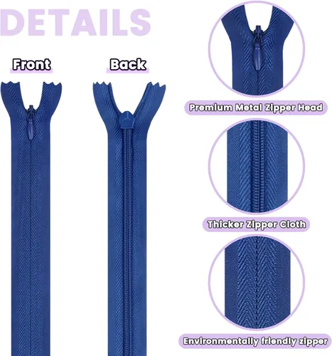 Vista 4 de DOITEM - Cremalleras invisibles para costura, 45 unidades de 10 pulgadas, cremalleras invisibles de nailon multicolor para coser y manualidades, 15