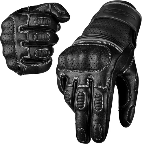 Vista 11 de J.A.G. Guantes de motocicleta – Guantes de motocicleta perforados de cuero premium para hombres con protección de nudillos Guantes de motocicleta