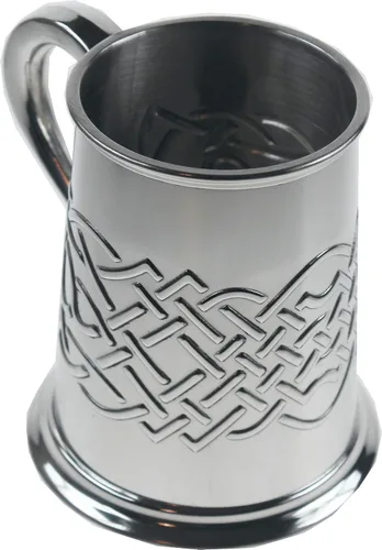 Vista 4 de Wentworth Pewter Jarra de peltre con nudo celta islámico en relieve, taza de cerveza