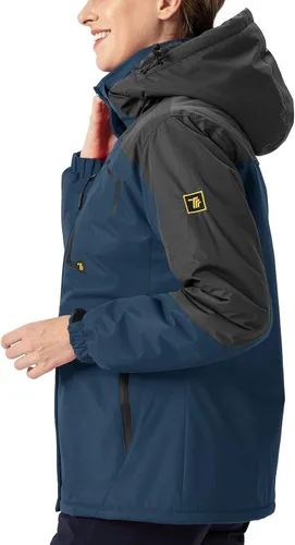 Vista 3 de Rdruko Chaqueta de esquí impermeable para mujer, resistente al viento, para snowboard, trabajo, para uso en invierno