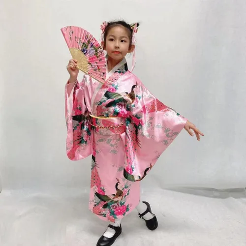 Vista 5 de Vestido tradicional japonés bata tipo kimono para niños y niñas