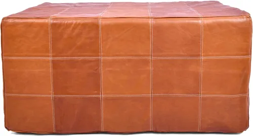 Vista 22 de Marrakesh Gallery - Funda de puf marroquí, otomana redonda y grande de piel, decoración bohemia para sala de estar, reposapies, sin relleno
