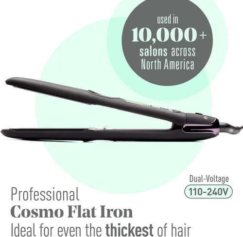 Vista 2 de MINT - Plancha plana Cosmo ultra suave serie profesional para cabello grueso Potente alisador de pelo iónico de turmalina de cerámica de una sola