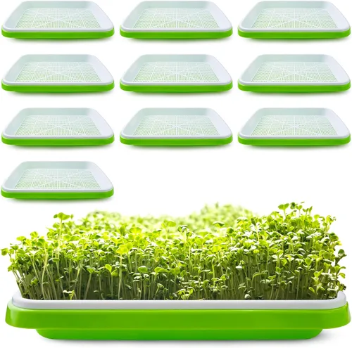 Vista 7 de Bandeja de germinación de semillas con orificios de drenaje, bandeja de germinación de semillas sin BPA, bandeja de vivero, gran capacidad sin