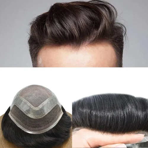 Vista 22 de Toupee For Men Hair Piece Real Human Hair Mens Hair System Fine Mono Mens Toupee Hair System For Men Hairpieces French Lace Natural Hairline8x10