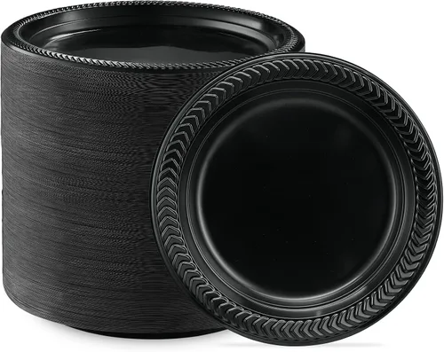 Vista 12 de PLASTICPRO 100 cuencos de plástico negros ligeros de 5 onzas, cuencos pequeños de plástico para sopa, platos negros para ensalada y postre