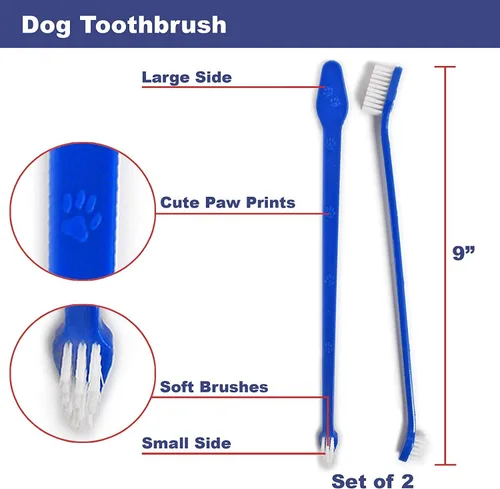 Vista 3 de Pets First Cepillo de dientes para perros de cerdas más suaves, extra grande, largo, doble cara para dientes pequeños y grandes, juego de 2