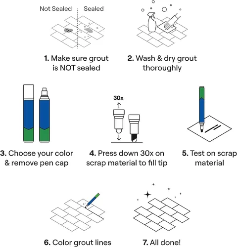 Vista 4 de Rotulador de lechada en crema para azulejos: rotulador de pintura de lechada impermeable, colorante y sellador de lechada para baño, ducha, cocina