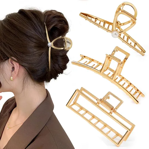 Vista 11 de Mehayi 3 pinzas de metal grandes para cabello grueso y pesado, agarre fuerte, agarre grande, antideslizante, pinza de mandíbula para cabello largo