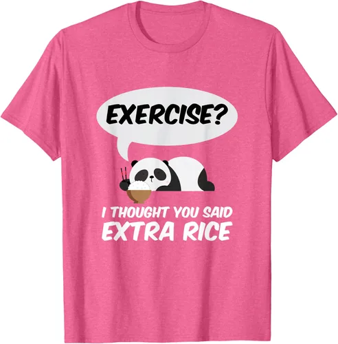 Vista 30 de ¿Ejercicio? I Thought You Said Extra Rice Panda Gift T-Shirt, Negro, S