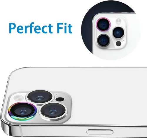 Vista 5 de Protector de lente de cámara compatible con iPhone 12 Pro Max, antiarañazos, vidrio templado 9H, protector de pantalla de cámara de metal, anillo a