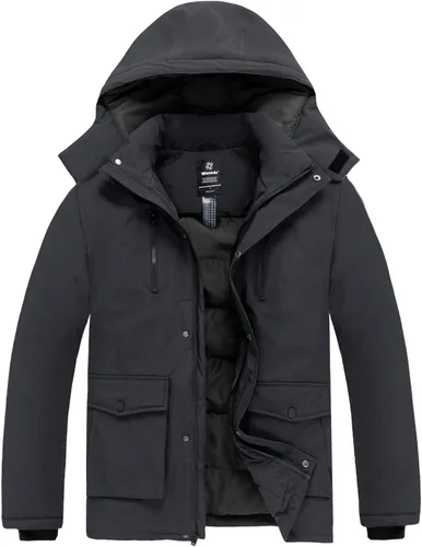 Vista 7 de wantdo Abrigo de invierno grueso para hombre, chaqueta de parka cálida con capucha