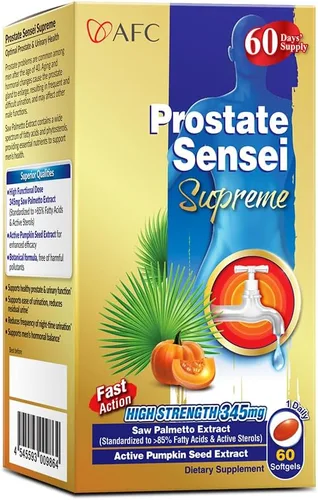 Vista 5 de AFC Japan Prostate Sensei Supreme - Suplemento de Saw Palmetto para hombres con ácidos grasos y esteroles - Apoya la función urinaria saludable
