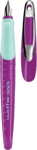 Vista 5 de Herlitz 11167988 - Pluma escolar (punta media) con cartucho de tinta, Negro/Blanco, 1 unidad (paquete de 1), Para zurdos