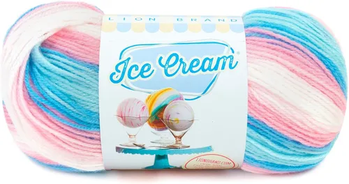 Vista 19 de Lion Brand Yarn, Hilo para Bebé Ice Cream para tejer, ganchillo y manualidades, Baseball Nut, 1 paquete, fibra acrílica colorida de peso DK