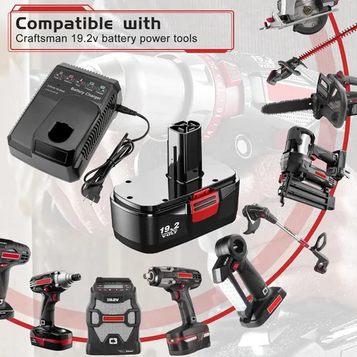 Vista 6 de Paquete de 2 repuestos C3 actualizados a 4500mAh para Craftsman 19.2V batería Ni-MH compatible con batería Craftsman 19.2V 315.115410 315.11485