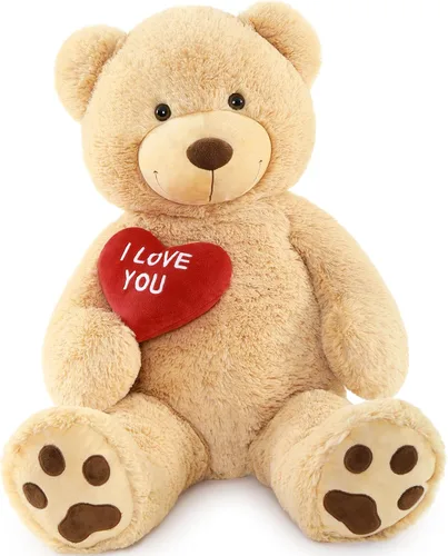 Vista 32 de MaoGoLan Oso de peluche gigante de 52" Oso de peluche - Te amo Corazón rojo Oso de peluche grande para regalo de San Valentín, aniversario, larga
