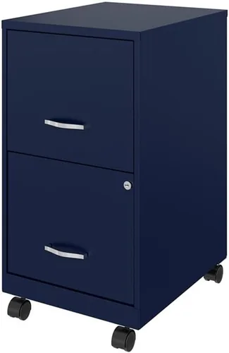 Vista 4 de UrbanPro Archivador vertical móvil de metal de 2 cajones, 18 pulgadas de profundidad, acabado azul marino, suspensión de deslizamiento suave