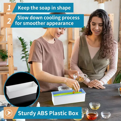 Vista 5 de Molde de jabón para pan con caja de plástico, molde rectangular de silicona flexible de 42 onzas, herramienta de fabricación de remolinos para jabón