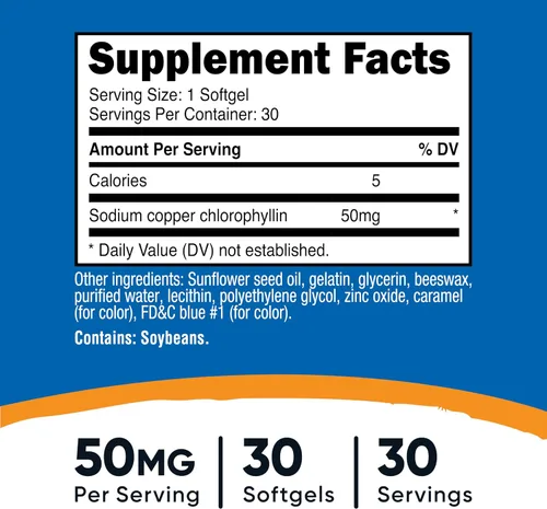 Vista 2 de Nutricost Clorofila (50 mg) 30 cápsulas blandas - Sin gluten