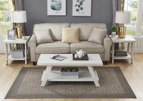 Vista 15 de Roundhill Furniture Atenas Juego de mesa de café de 3 piezas de estante de madera contemporánea, negro