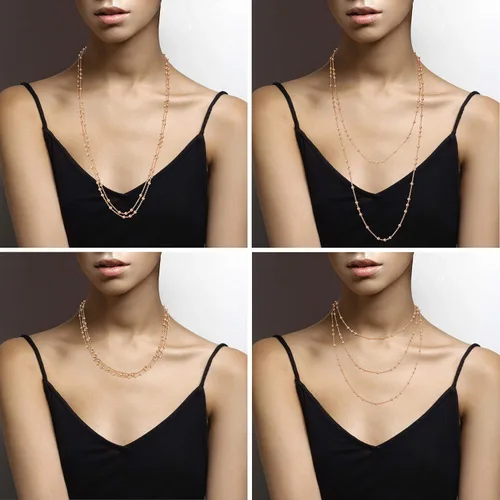 Vista 3 de Miabella 18K Yellow or Rose Gold Plated Italian Beaded Ball Rosary Long Wrap Layering Station Chain Necklace for Women, 60