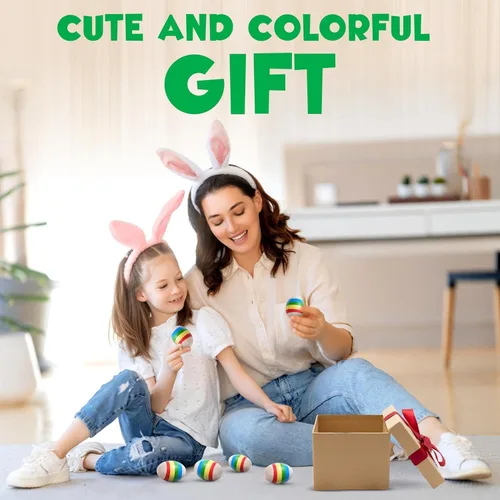 Vista 7 de IPIDIPI TOYS Maracas para huevos de Pascua para niños, paquete de 6 instrumentos musicales de madera para niños, juguete de sonido Montessori