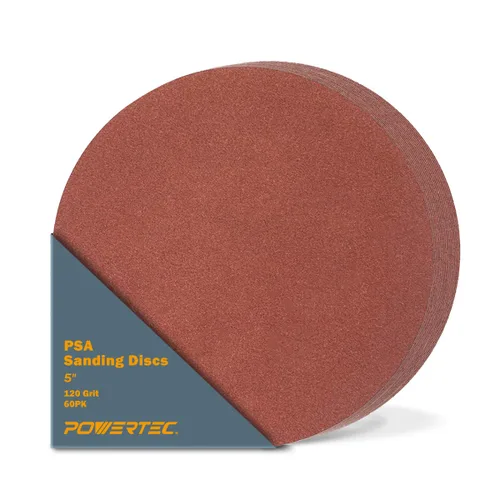 Vista 7 de POWERTEC 20 discos de lijado PSA de 5 pulgadas, grano 60, papel de lija autoadhesivo de 5 pulgadas para paneles de yeso, carpintería, pintura, epoxi