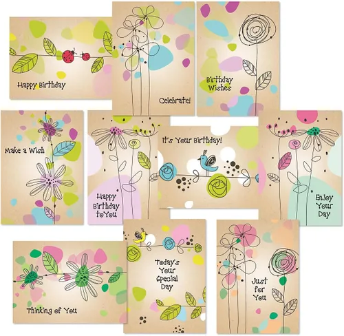Vista 11 de Current Joy Hall Dream On Happy Birthday - Juego de 20 tarjetas con sobres blancos, 10 diseños, surtido grande de 5 x 7 pulgadas Joy Hall Dream