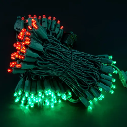 Vista 3 de Luces de Navidad de gran angular de una pieza rojas y verdes, 140 unidades, 48 pies, 2 juegos de 70 LED de 24 pies de alto, impermeables, 0.197 in