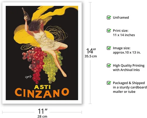 Vista 2 de Asti Cinzano - Asti Spumante - Vino blanco espumoso italiano - Póster publicitario vintage por Leonetto Cappiello c.1910 - Impresión de papel mate