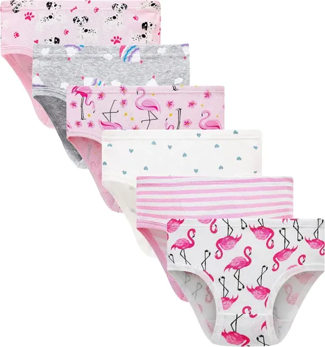 Vista 8 de Family Feeling Ropa interior para niña pequeña, bragas para niños grandes, ropa interior suave, 100% algodón 6 paquete-31yu