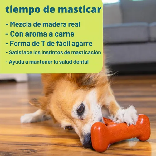 Vista 3 de Outward Hound Dogwood Hold & Chew - Juguete masticable duradero para perros, aroma a carne de res, grande