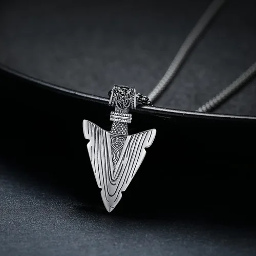 Vista 3 de StoryEtain Viking Arrowhead Necklaces, S925 Sterling Silver Cool Necklaces for Men Punk Hip Hop Viking Jewelry for Friends Brothers Husband Gift