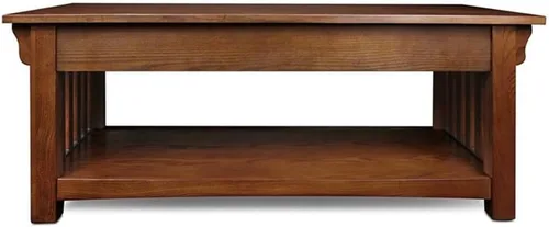 Vista 4 de BOWERY HILL Mesa auxiliar rectangular de madera, acabado marrón roble medio, 48 x 24 x 19 pulgadas, construcción resistente con 2 cajones, muebles